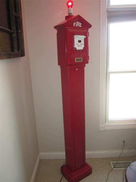 square antique metal call box stand red and white|Vintage Fire Call Box for sale .